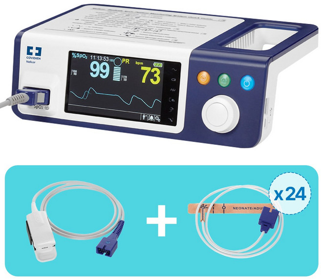 넬코 산소포화도 측정기 베드사이드 SPO2 + 재사용 센서 1개 + 일회용 센서 24개 증정, 1세트