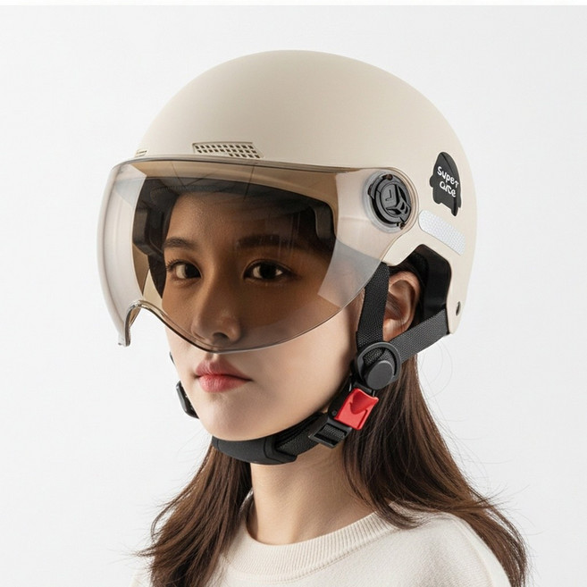 Oyoson 자외선차단 라이딩 안전 헬멧 흡수 충격 통풍, 베이지, 1개