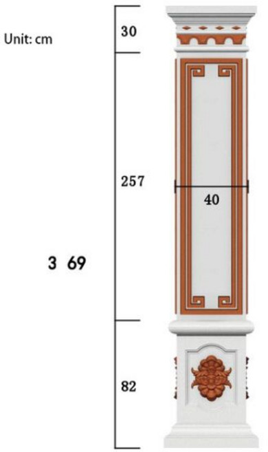 로마 기둥 몰드 중국 사각형 기둥 빌라 문짝 시멘트 로비 마당 모양 건물 템플릿, D40H369, 1개