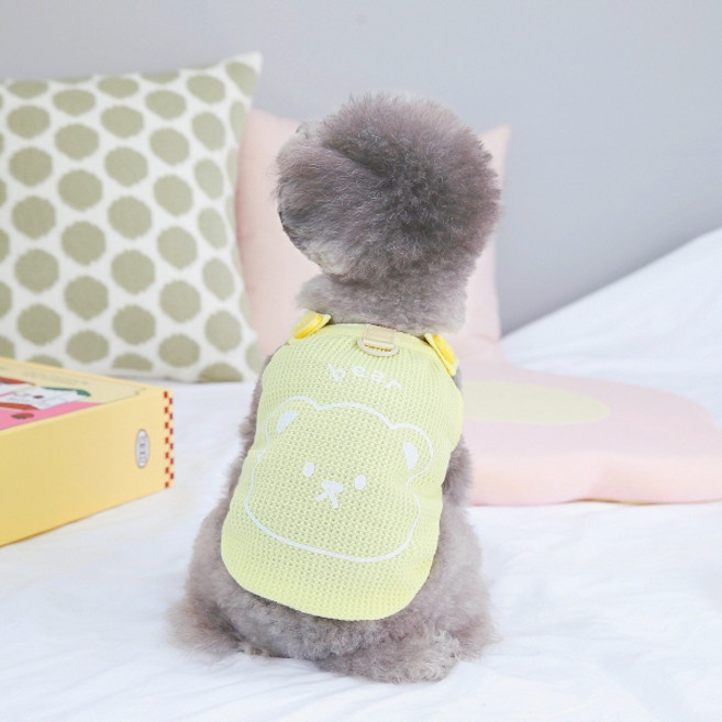 펫먼트 반려동물 멜빵 원피스 옷, 옐로우, 1개