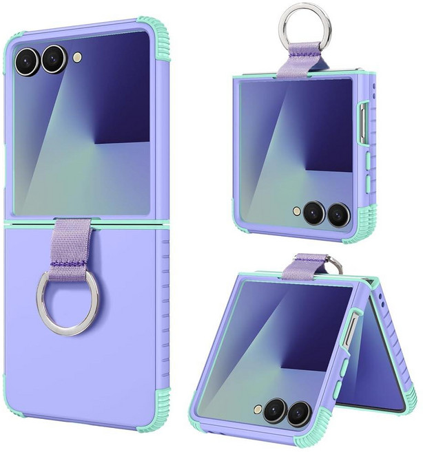 BENTOBEN 삼성 갤럭시 Z 플립 7 5G 케이스 링 포함 튼튼한 2 in 1 풀 바디 러기드 플립7 케이스 여아 여성 남아 남성 충격 방지 보호 커버 6.9인치용 퍼, 퍼플