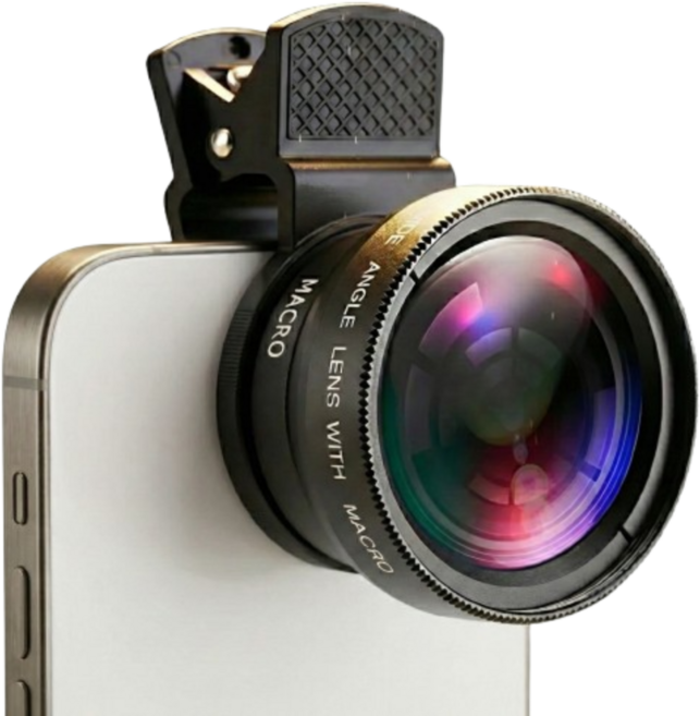 루나리브 탈부착식 휴대폰 광각 렌즈, 1개, 블랙