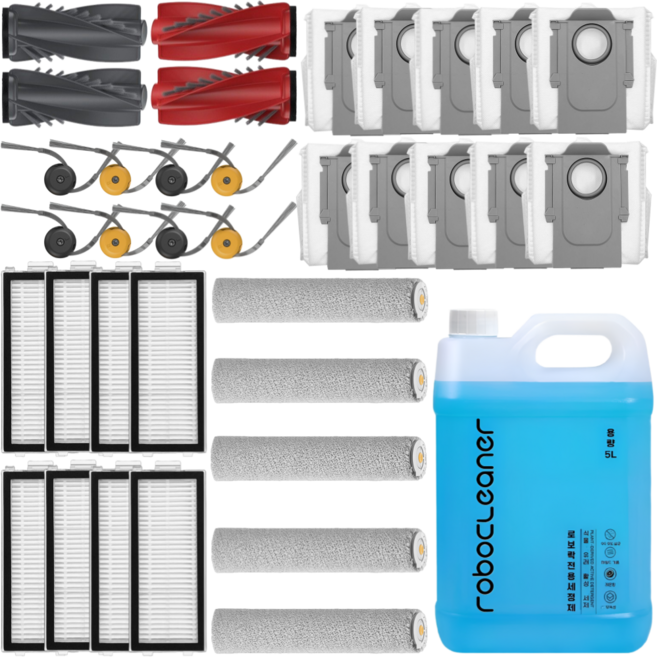 로보락 Qrevo Curv 2 Flow 소모품 세제 필터 브러시 먼지봉투 물걸레 호환 세트, 1개, 1년세트