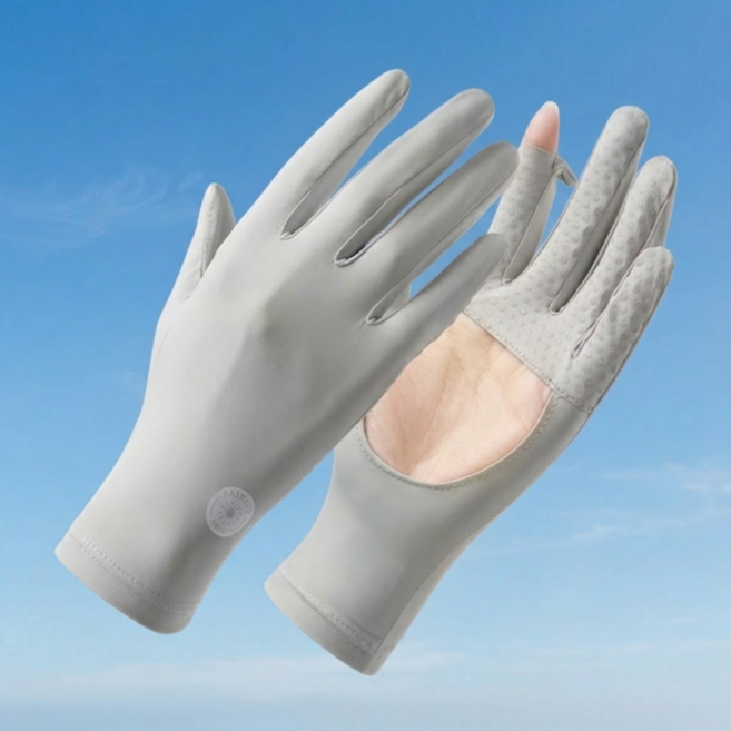 넉너크 여성 손바닥 오픈 쿨링 자외선차단 운전 장갑, 1개, 그레이