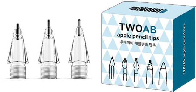 투에이비 애플 펜슬 호환 저소음 소프트 TPU 펜촉 SET (HB/2B/4B), 1세트, 투명