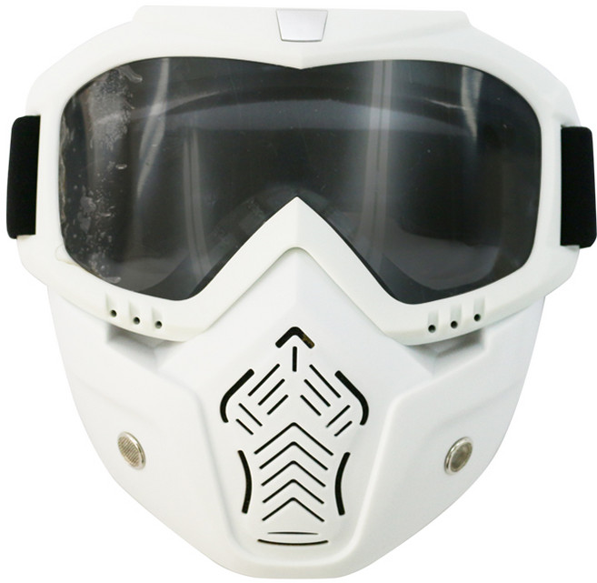 오토바이 라이더 페이스 안면보호 방풍 고글 마스크, 흰색 + 그레이, 1개