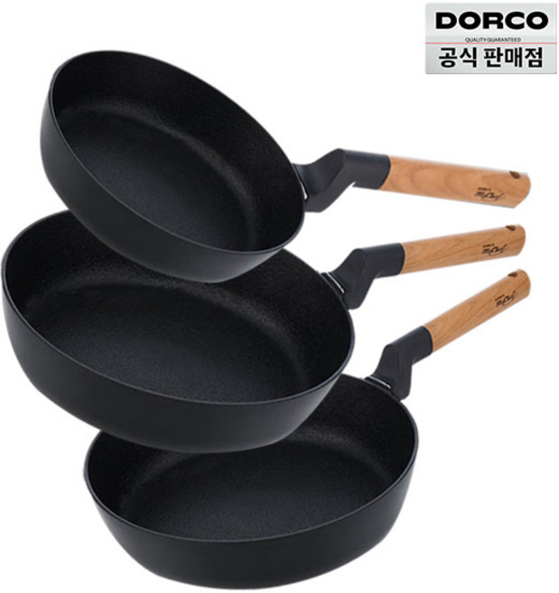 도루코 퓨어 우드 3종 프라이팬세트(20+28+30)인덕션겸용, 단품