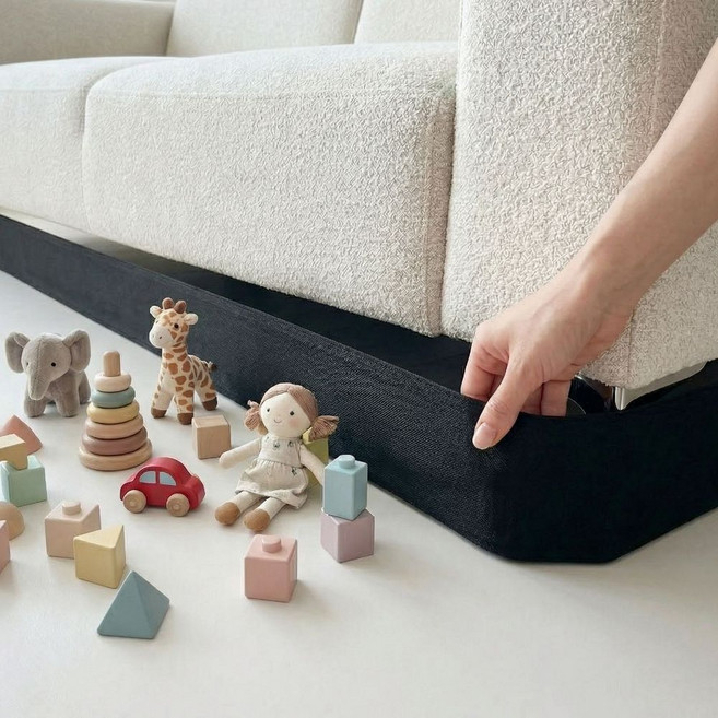 르미우 쇼파 밑 틈새막이 침대 가림막 벨크로 밴드, 1개, 블랙 12cm