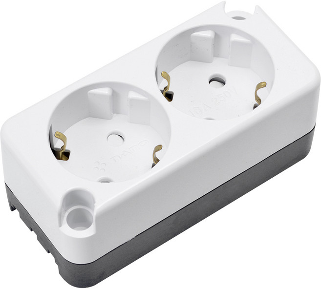 나노 노출 2구 콘센트 접지형 연속연결 국산 250V 16A, 1개