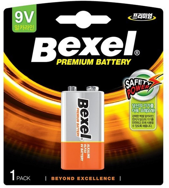 [벡셀]알카라인 건전지 9V 6LF22 1입, 1개입, 1개