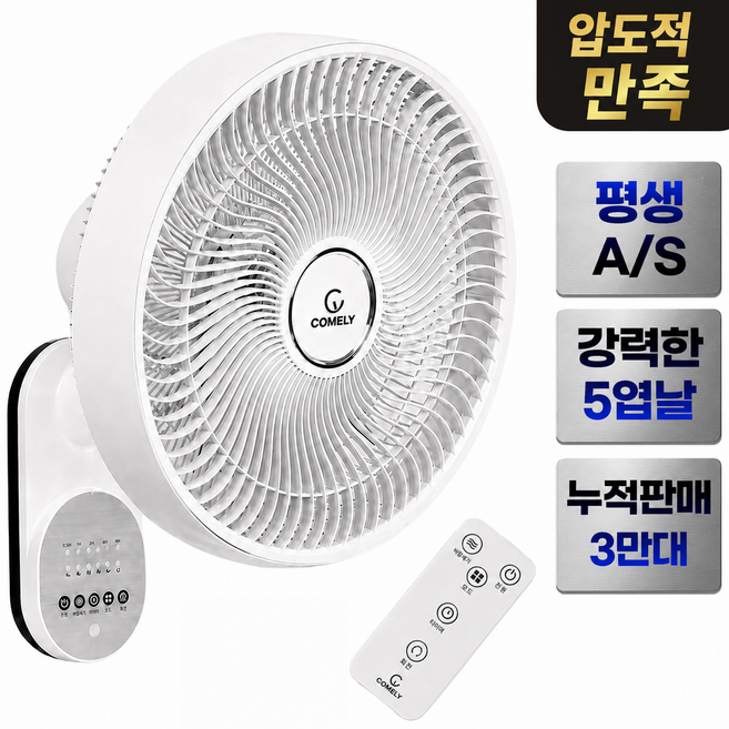 5세대 벽걸이형 저소음 공기순환 서큘레이터 선풍기 리모컨