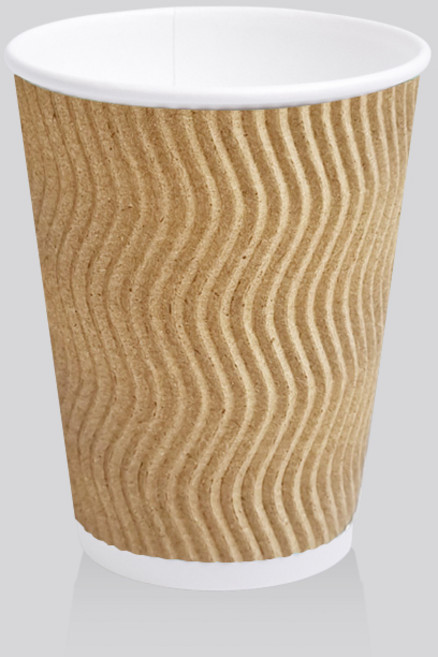 [실속형] 3중 단열 종이컵 웨이브 크라프트 12oz 500개, 1개