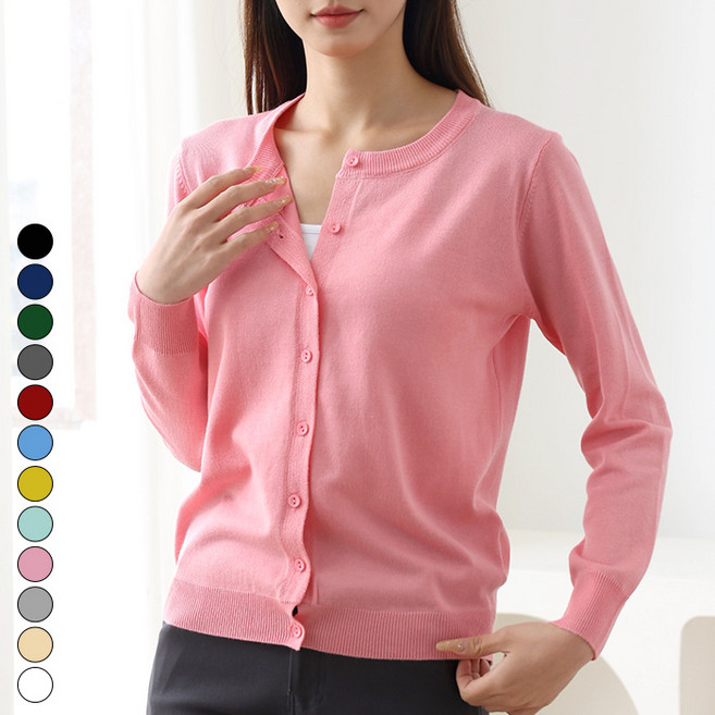 텐클로 빅사이즈 (44~120) 여성용 라운드넥 스판 비스코스 니트 가디건