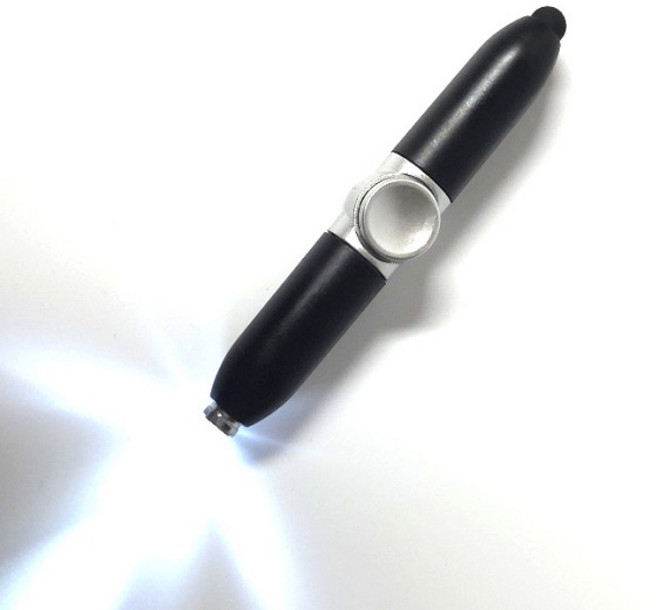 마술처럼 신기한 LED불빛 피젯스피너펜 스트레스 해소 스피너볼펜 심심할땐 피젯볼펜, 블랙, 1개