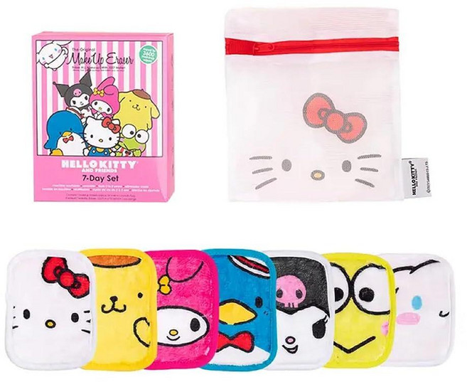 오리지널 MakeUp Eraser 7일 세트 방수 마스카라 아이라이너 파운데이션 립스틱 자외선 차단제 등을 포함한 물만으로 모든 메이크업을 지울 수 있습니다 헬로 키티와 친구들, 백설 공주, 1