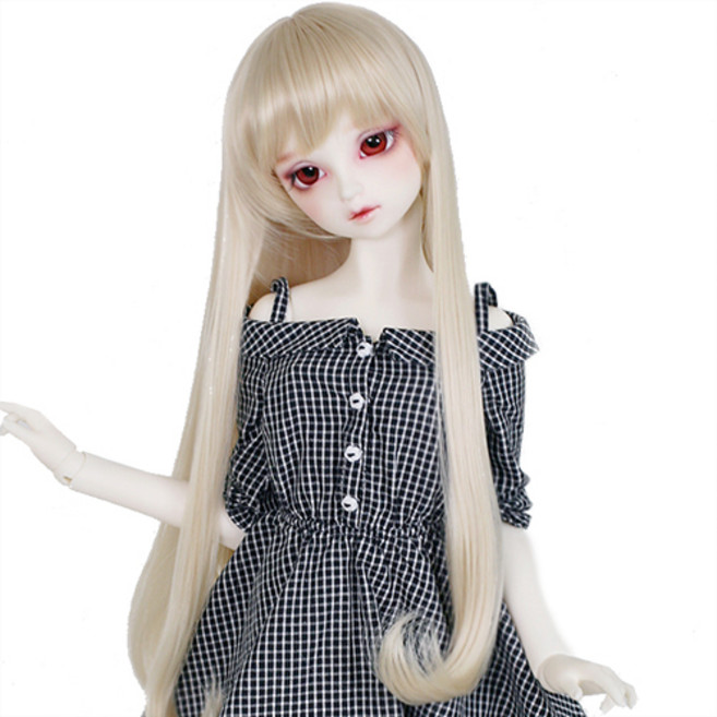 구체관절인형 가발 긴머리 스트레이트 8-9인치 60cm급용 도리스돌 돌스앤, 블론드 (가발만 인형미포함)
