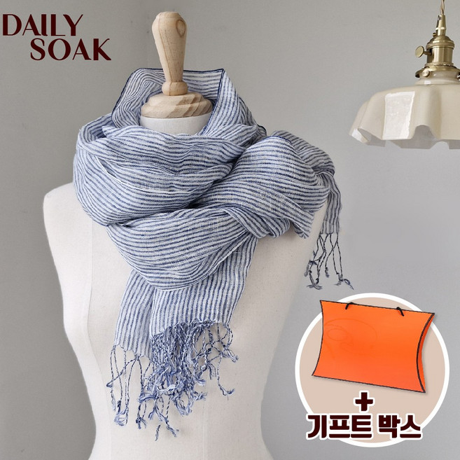 데일리쏙 린넨 100% 여름 라븐 스카프 천연 마 머플러