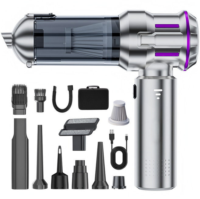 RichMagic 16000pa 고성능 핸디 무선 청소기 BLDC 브러시리스 대흡력 휴대용 청소기 3단 조절 차량용/가정용/애견멀티청소기, 은보라색, M8