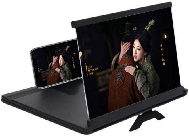폴딩 스마트폰 확대스크린 거치대 입체영상 확대경 돋보기, 슬라이드 접이식 스마트폰확대스크린-블랙, 1개