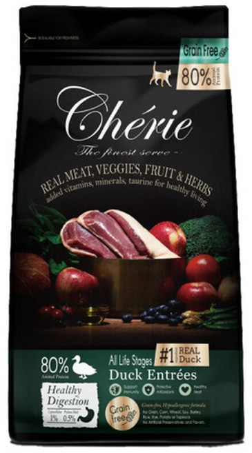 Cherie 전연령 캣 생육 저탄수화물 그레인프리 위장 케어 건식사료, 5kg, 오리, 1개