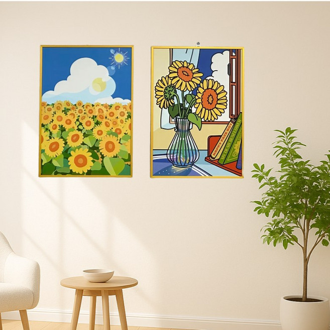 해바라기 액자 A3 1+1 인테리어 포스터 그림 선샤인마켓, 포스터만 2개세트, 12글로리 플라워