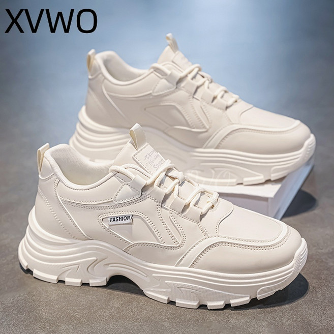 XVWO 남성 통기성 두꺼운 밑창 운동화 캐주얼 스니커즈 데일리 신발