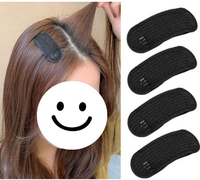 헤어 볼륨핀 정수리 머리 볼륨 핀 머리뽕 헤어뽕핀 머리뽕핀 볼륨핀똑딱이 뿌리뽕볼륨 스타일링 뿌리볼륨핀 뽕핀, 4개, 검정