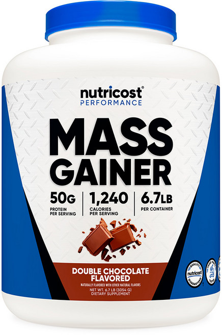 Nutricost Mass Gainer 더블 초콜릿 맛 3kg(6.6파운드) 1회 제공량당 단백질 50g - GMO 프리 및 글루텐 프리, 3.054kg, 1개