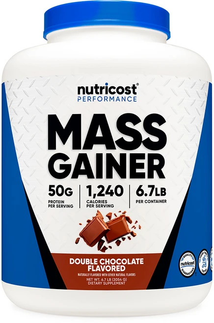 Nutricost Mass Gainer 더블 초콜릿 맛 3kg(6.6파운드) 1회 제공량당 단백질 50g - GMO 프리 및 글루텐 프리, 3.054kg, 1개 - 쿠팡