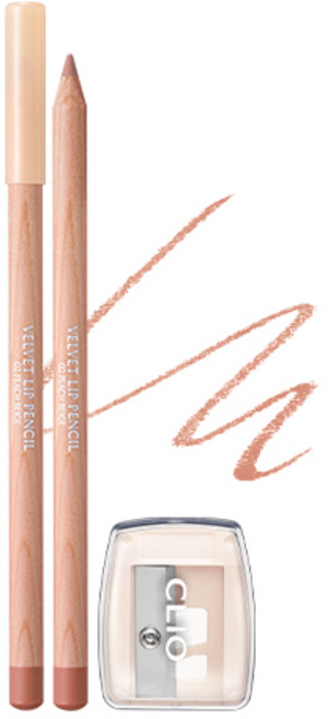 클리오 벨벳 립 펜슬 기획세트 (본품+샤프너 구성), 002 피치 베이지, 1.45g, 1개