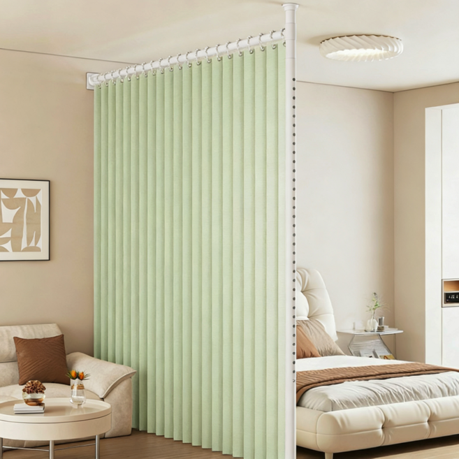 무타공 가림막 파티션 원룸공간분리 파티션 이동식 칸막이 원룸 사무실 주방 침실 행거 가림막 가로대 1.1-1.6m 세로대 2.1-3.1m, 녹색