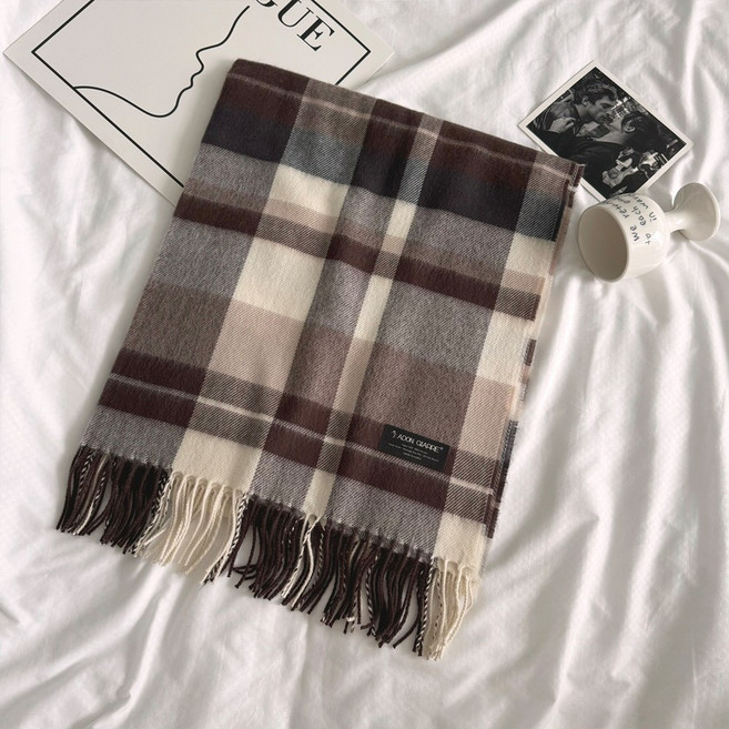 국산 빅 모던 클래식 체크 머플러 남녀공용 커플 롱 목도리 총 길이 185cm no.193