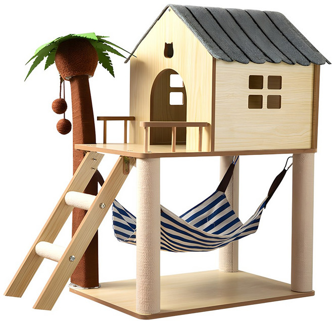 숨숨집 캣타워 낮은 고양이 캣워커 나무 가구 인테리어, 1개, 그레이