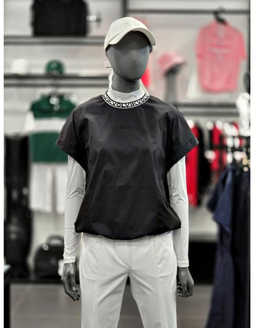 볼빅 여성 드롭숄더 로고 라운드 VEST 세트 VLVTQ482_BK