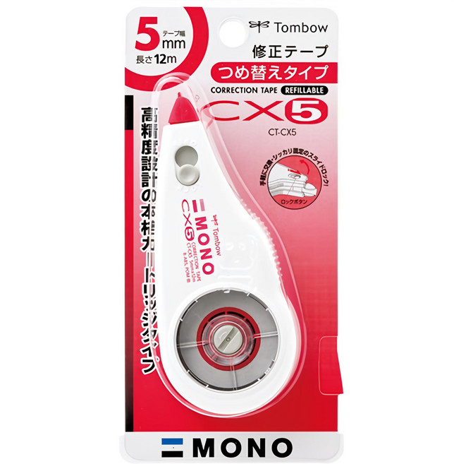 TOMBOW蜻蜓 MONO 修正帶 5mm CT-CX5 高精度替換式滑順修正, 單色, 1個