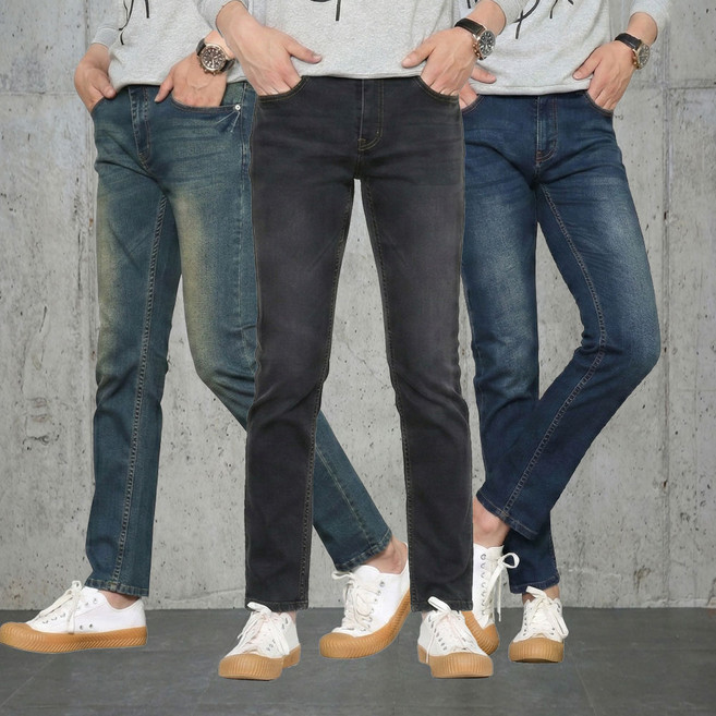 남자청바지 빅사이즈 S~4XL 사계절 3컬러 슬림 워싱 스판데님