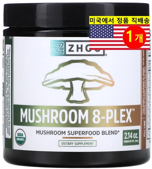 Zhou Nutrition 8종 버섯 추출 플렉스 파우더 Mushroom 8-Plex Powder, 1개, 60g - 쿠팡