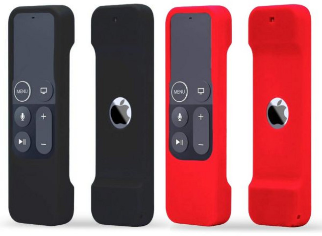 2팩 리모컨 케이스 Apple TV 4K/HD 4세대 1세대 Siri 실리콘 커버 슬리브 스킨 4K HD 5세대 - 블랙 레드, Black Red
