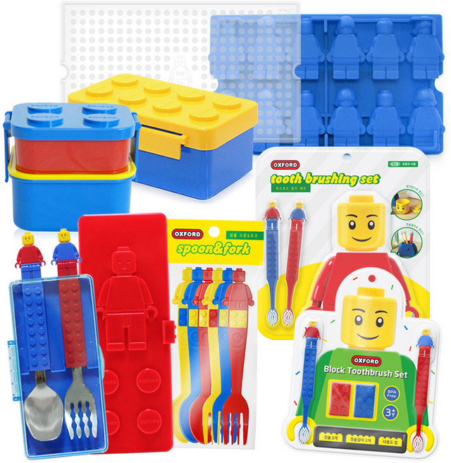 옥스포드 만원의행복 /수저케이스세트 도시락 블럭칫솔 실리콘몰드 국내생산, 04_런치박스베이직(옐로우)+심플스푼포크, 1개, 런치박스베이직(옐로우)+심플스푼포크