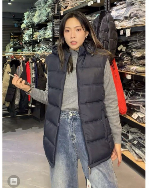 人行道Footway 鋪棉背心外套 墨藍色 帽可拆