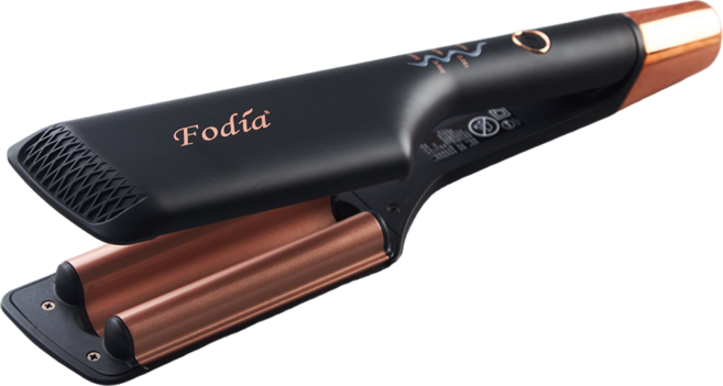 Fodia 水波紋三管美髮造型器 快速打造自然捲髮 多檔調溫呵護髮質, 黑色，玫瑰金, S-3 小水波QQ造型夾