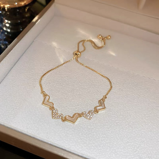14K 도금 여성 하트 펜던트 목걸이/팔찌 데일리 액세서리