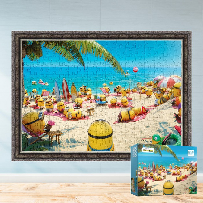 모두의취미 미니언즈 여름 휴가 1000피스 직소퍼즐, 1개, 액자세트(엔틱실버)