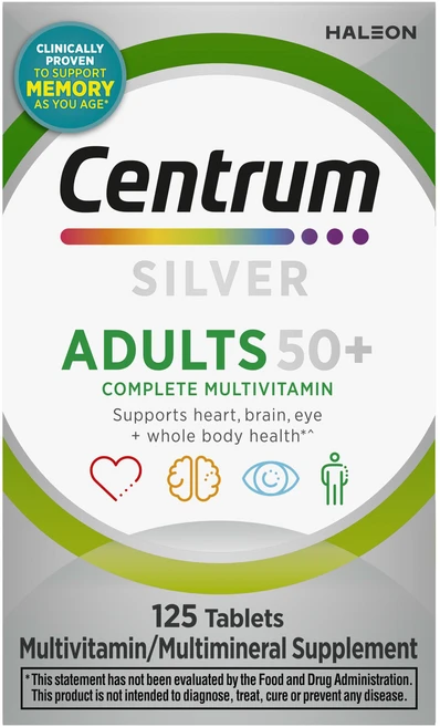 센트룸 실버 어덜트 50+ 컴플리트 멀티비타민 타블렛, 1개, 125정 - 쿠팡