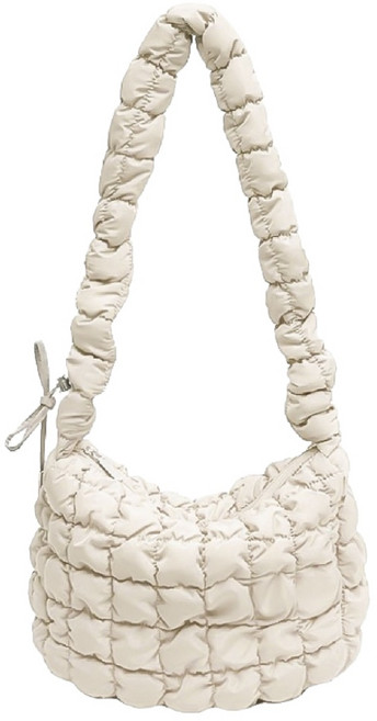 兩用抽繩空氣雲朵包/斜背包 (背帶可調), 白色