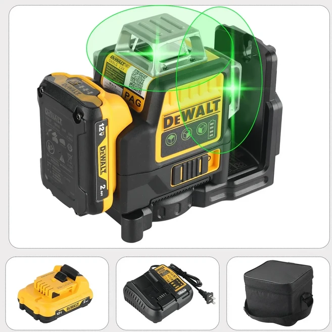 DEWALT 새로운 4면 360 ° 수직 3-4D 녹색 빔 16라인 자동 수평 레이저 레벨 (정밀 수직 교차선 기능 포함), 04 AU Plug, 1개