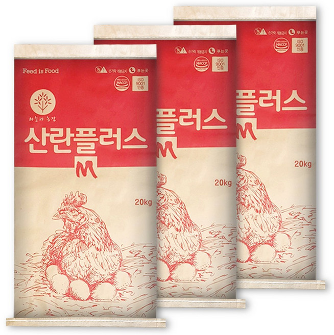 한일 닭사료 산란 플러스 20kg 산란닭 청계 오골계 토종닭 사료, 3개