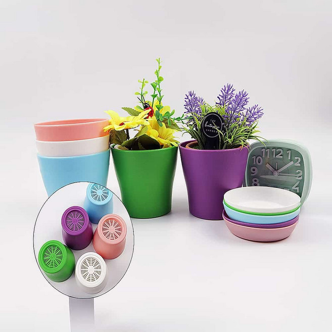 미니 화분 받침세트 1P 플라스틱 심플 사무실 체험학습 깔끔 민무늬