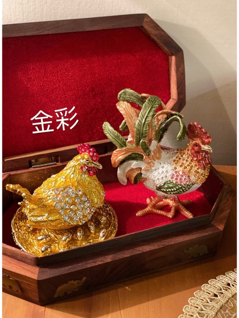 經典華麗鑲鑽公雞母雞珠寶盒 精緻帶路雞 入厝雞 送禮禮品