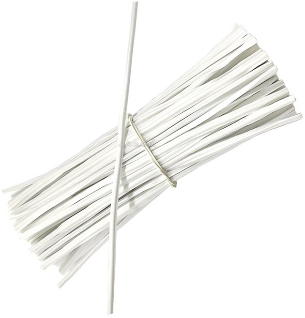 pvc 빵끈 철사 포장끈 타이 끈 길이 20cm 폭 2.6mm 50p 한묶음, 철끈:흰색 0.9mm 50개